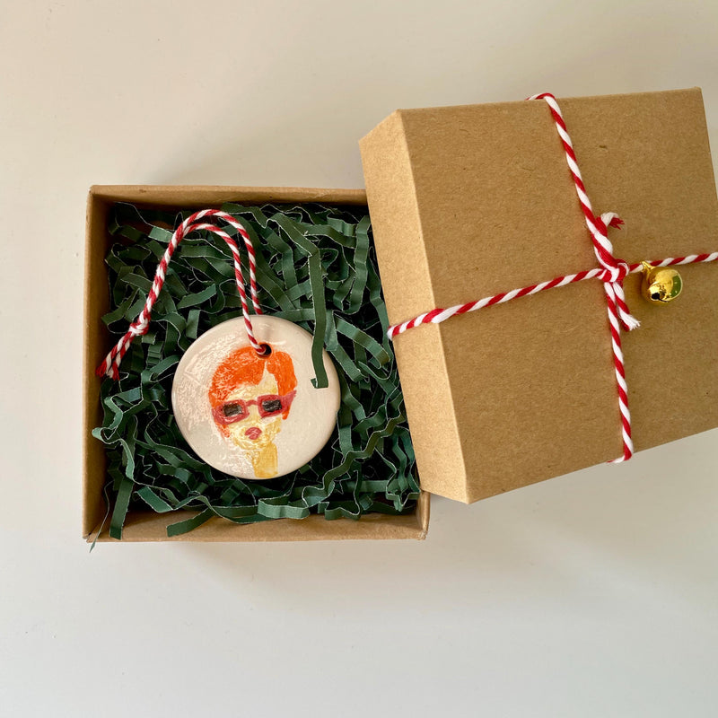 Ceramic feminist Ornament-Handmade Pottery Christmas Decoration-Christmas tree woman ornament gift-zoom-