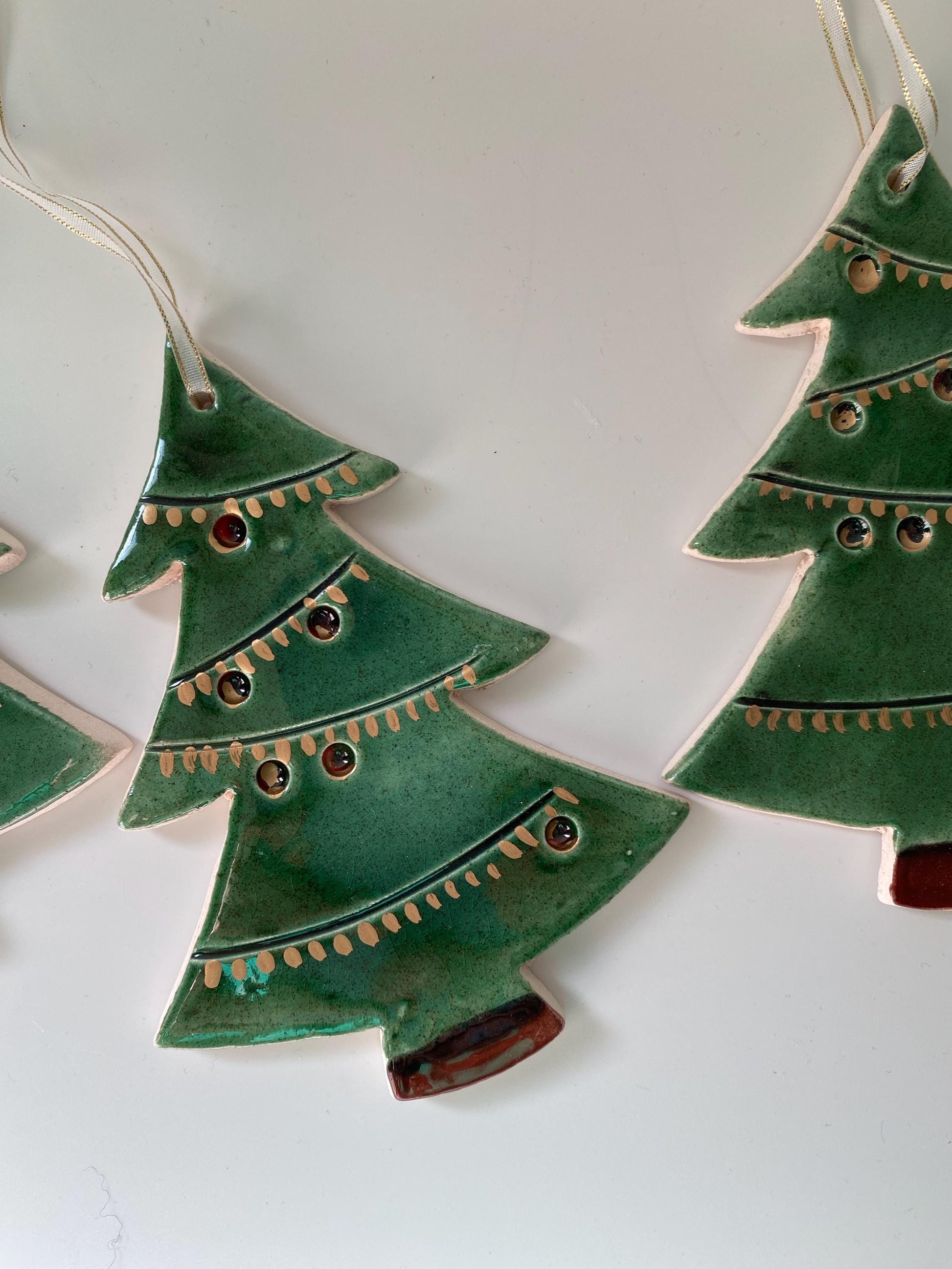 Handmade Ceramic Christmas Tree Ornament: Green Holiday Decor-8