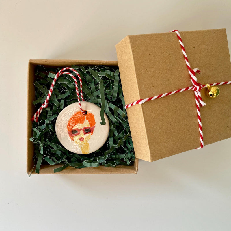 Ceramic woman Ornament-Handmade Pottery Christmas Decoration-Christmas tree faces ornament gift-zoom-
