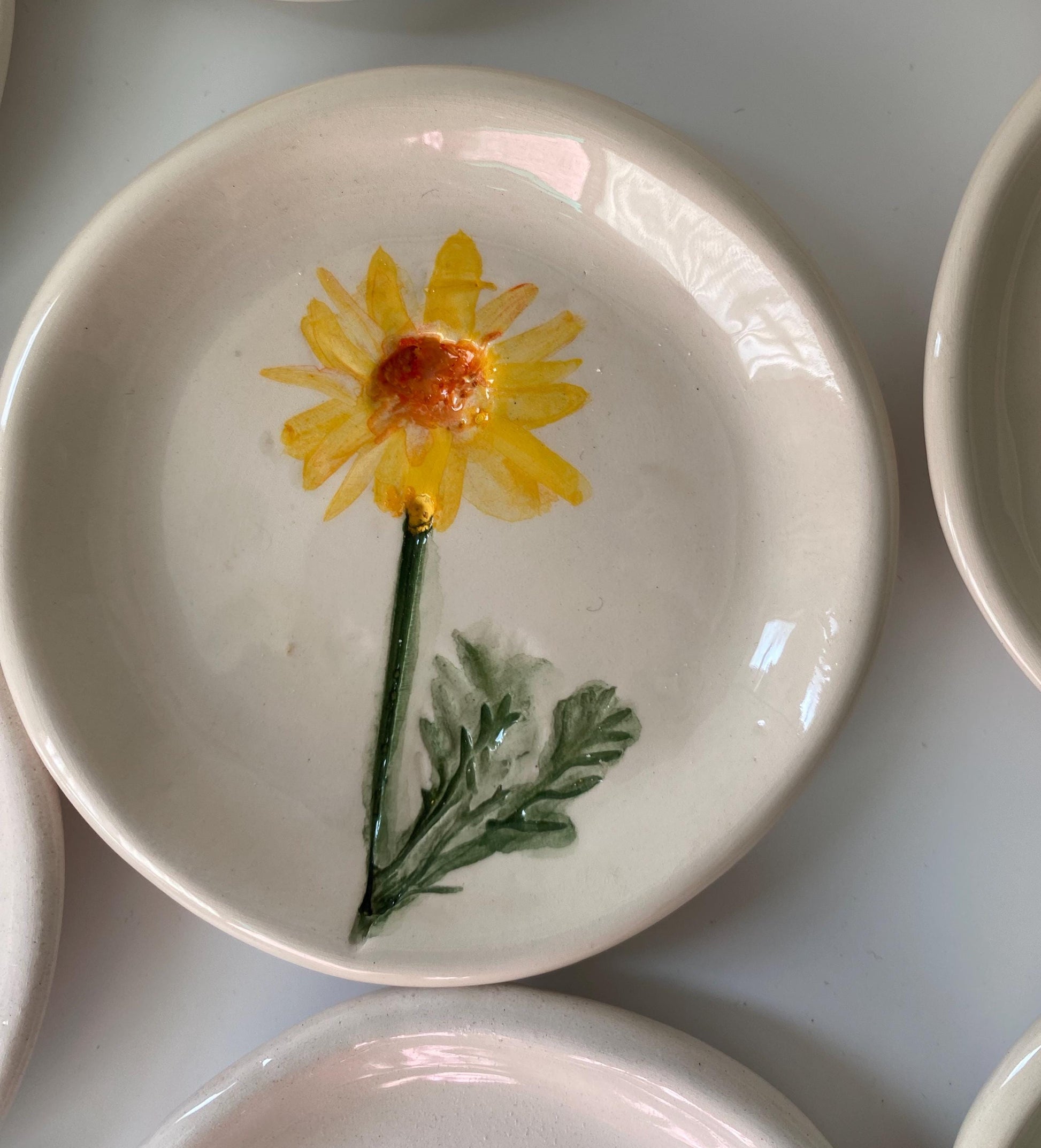 Handmade Ceramic Jewellery Dish with floral impression-6