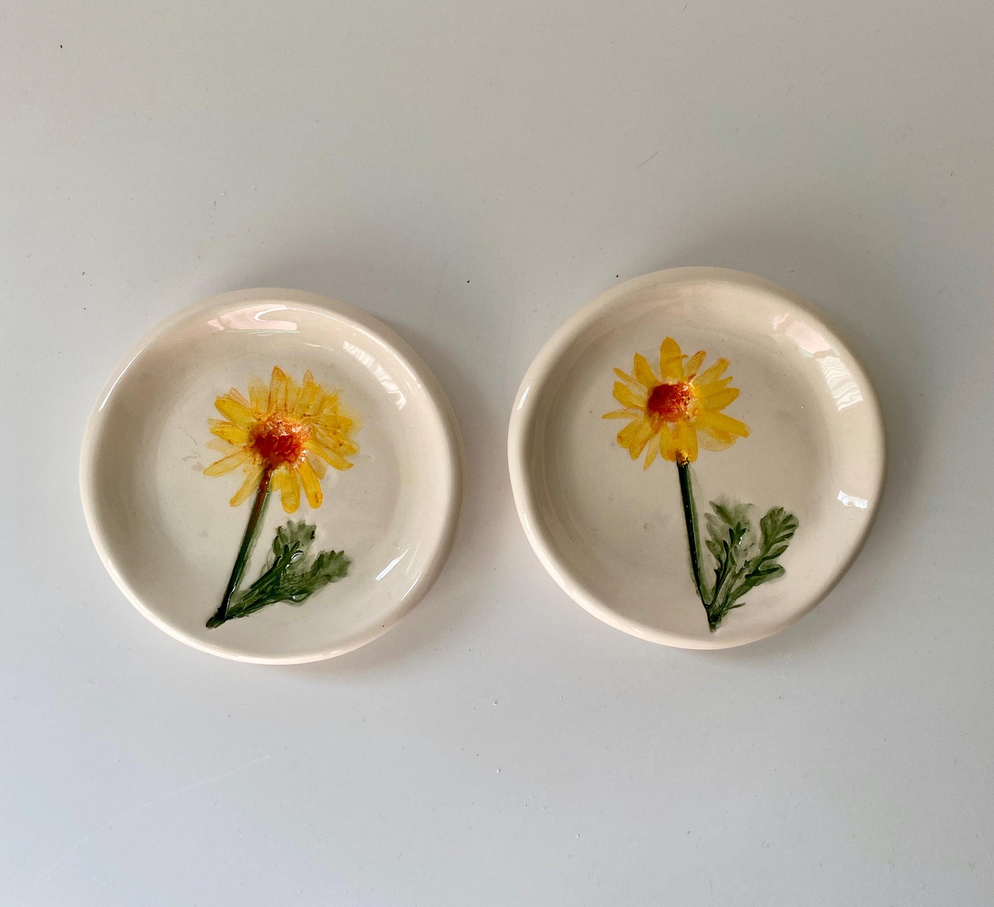 Handmade Ceramic Jewellery Dish with floral impression-5