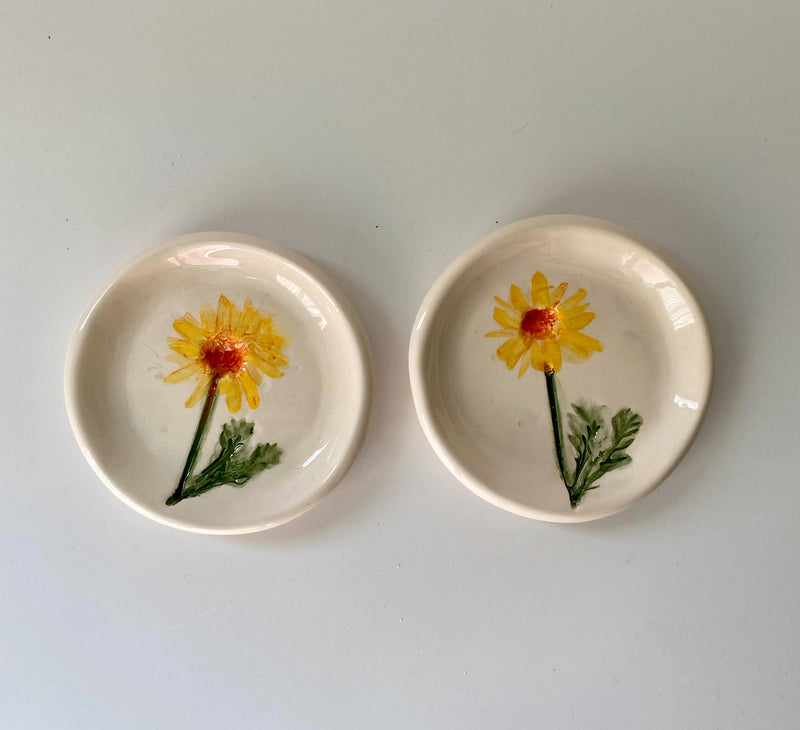 Handmade Ceramic Jewellery Dish with floral impression-zoom-