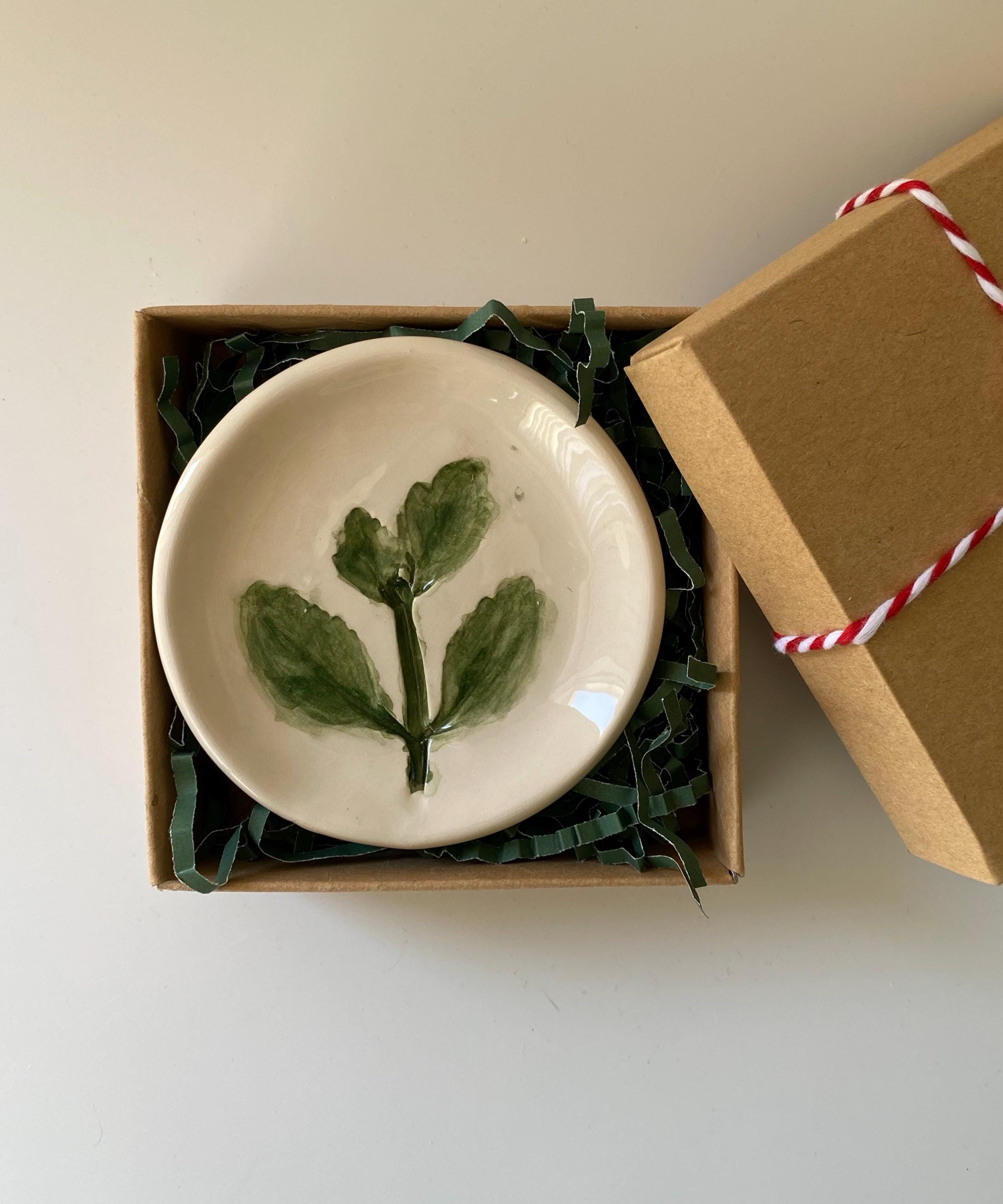 Handmade Ceramic Jewellery Dish with floral impression-zoom-7