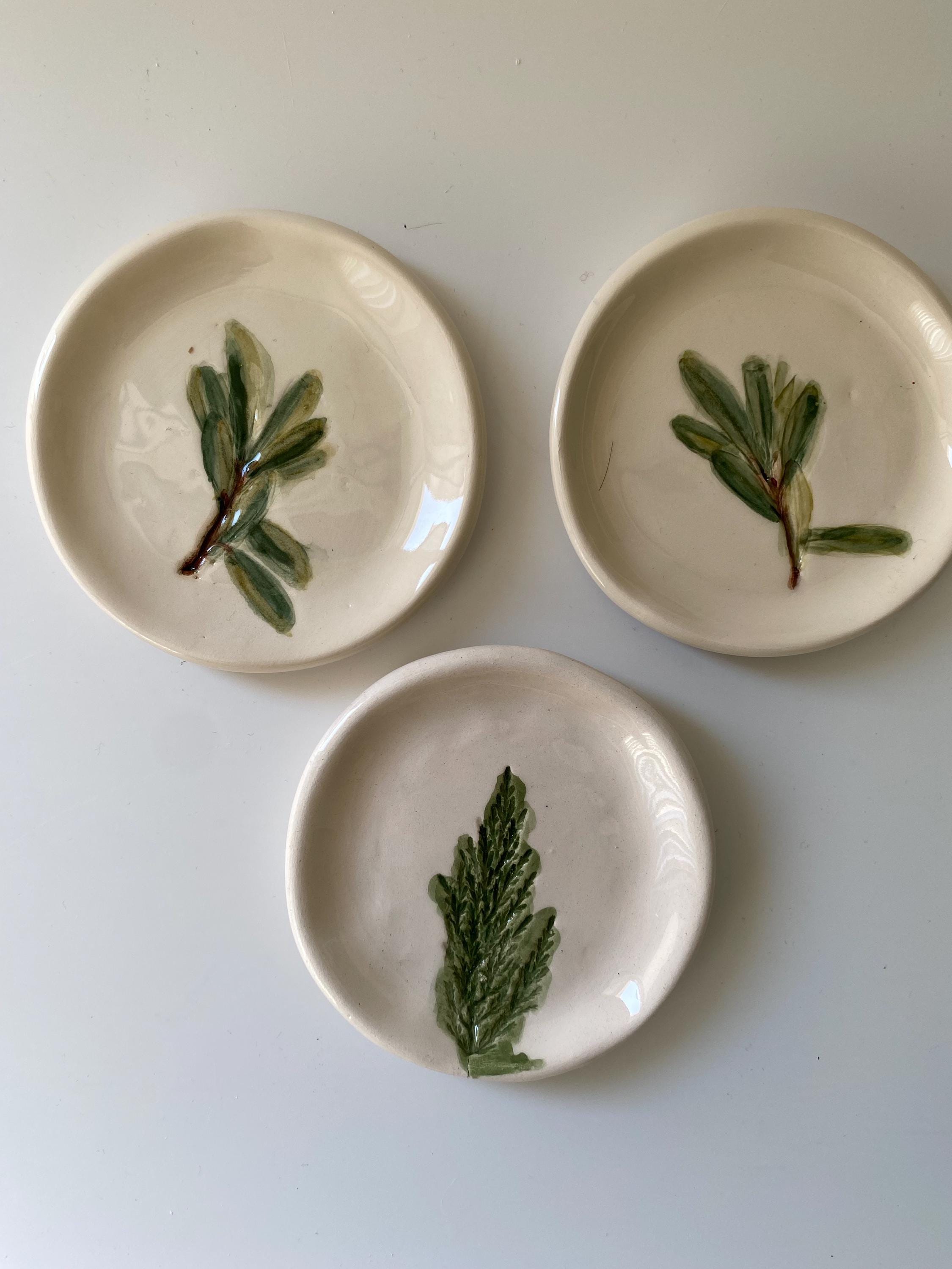 Handmade Ceramic Jewellery Dish with floral impression-zoom-4