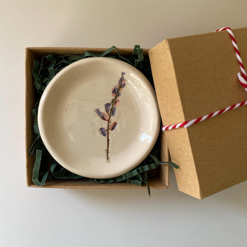 Handmade Ceramic Jewellery Dish with floral impression-zoom-