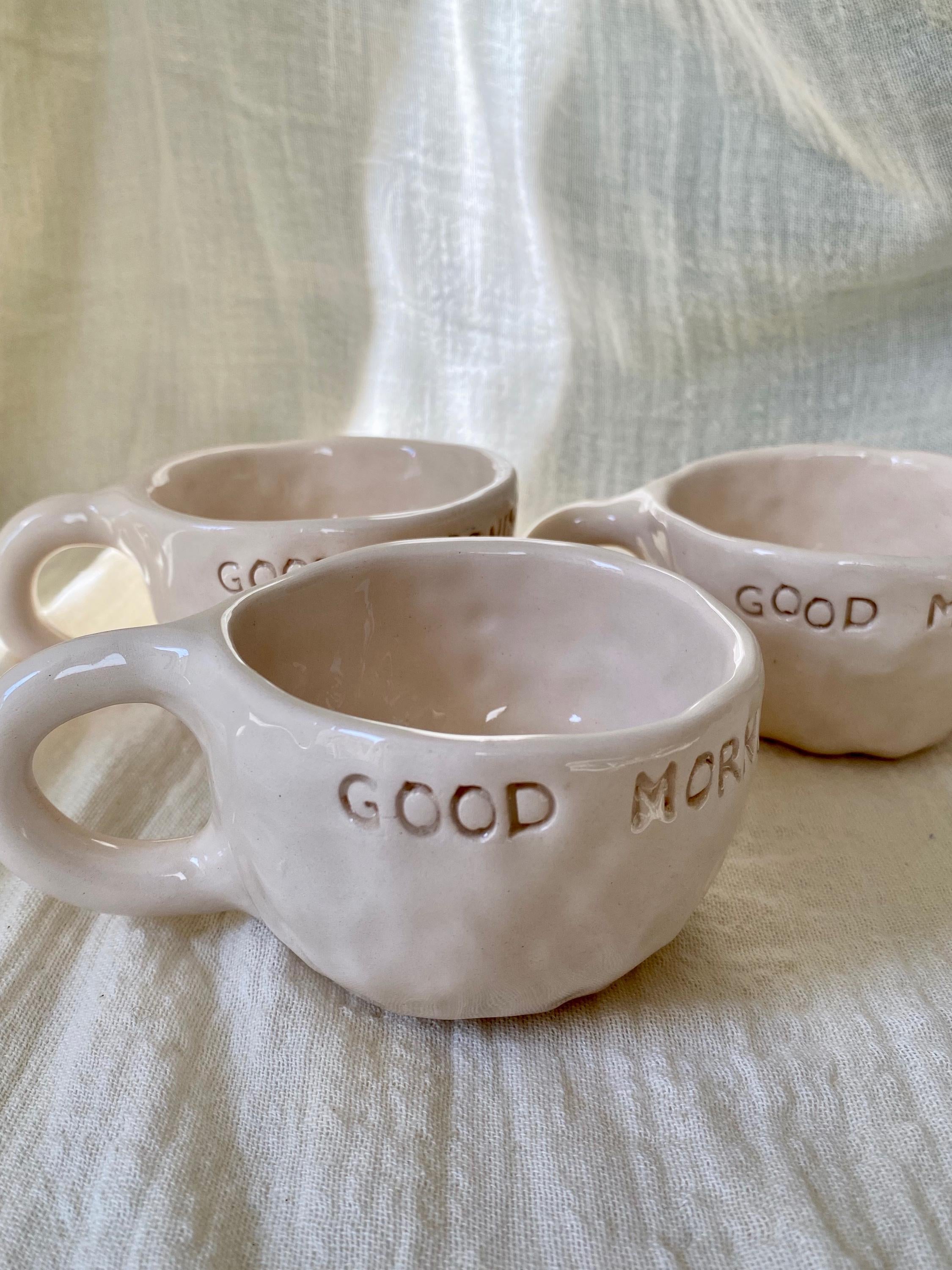 Handmade Ceramic Coffee Cup: White Stoneware, Gloss Glaze-zoom-3