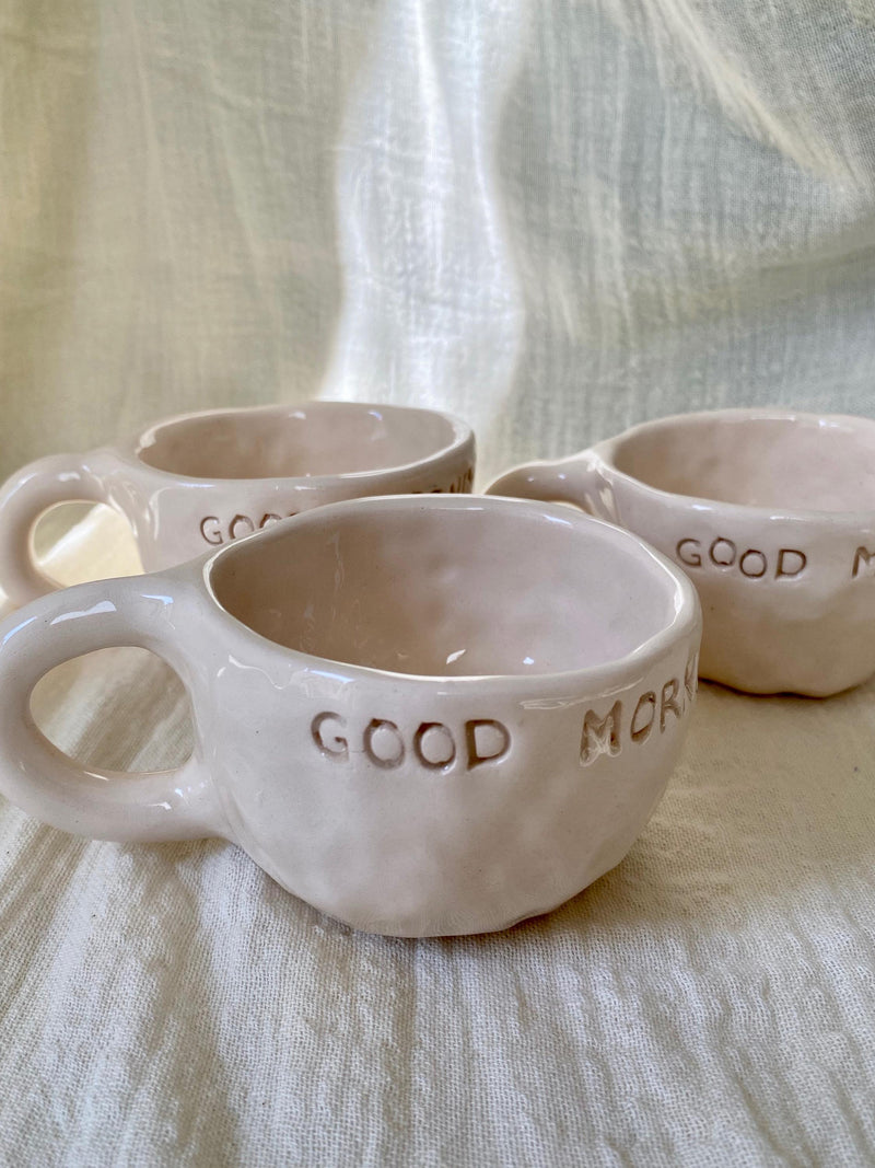 Handmade Ceramic Coffee Cup: White Stoneware, Gloss Glaze-zoom-
