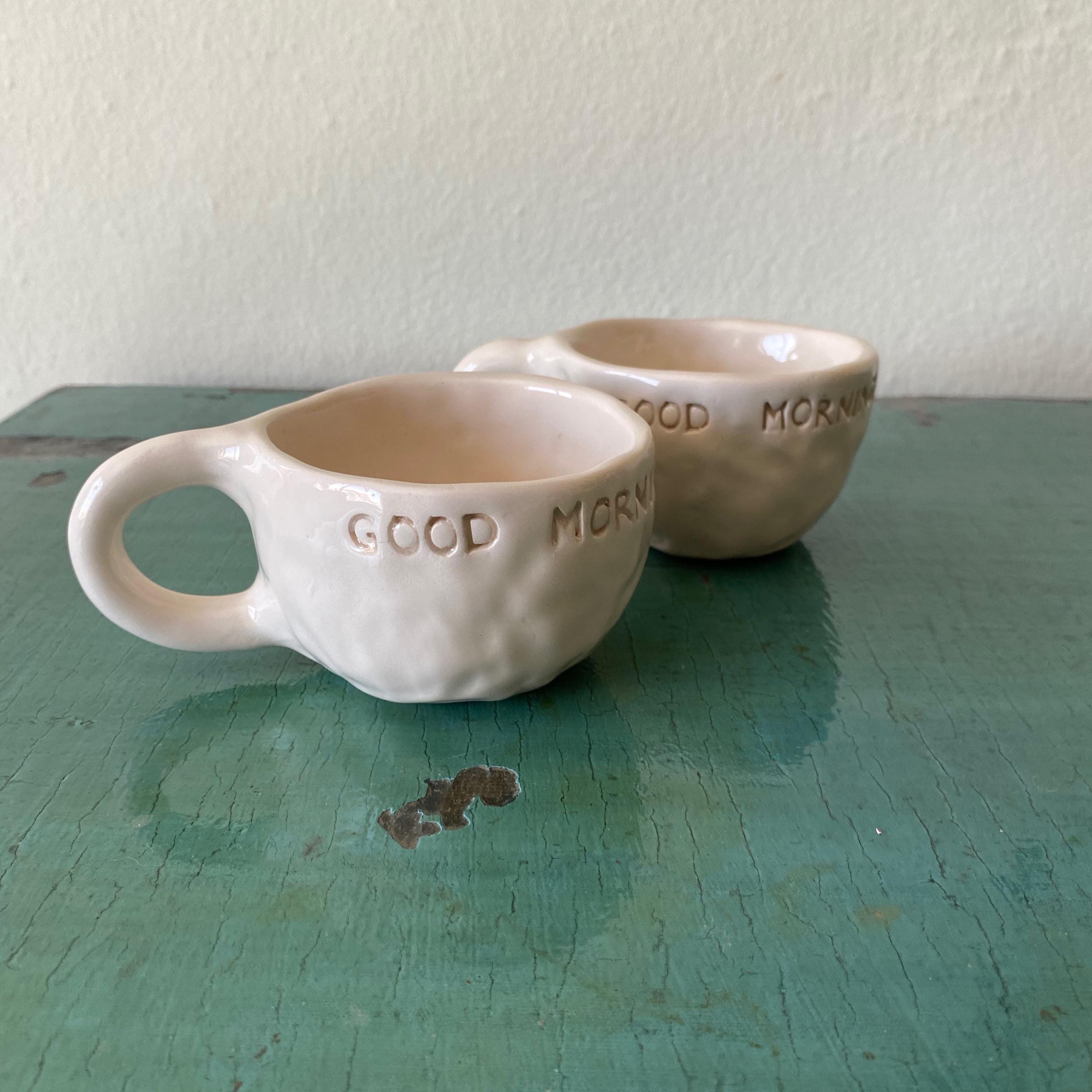 Handmade Ceramic Coffee Cup: White Stoneware, Gloss Glaze-zoom-6