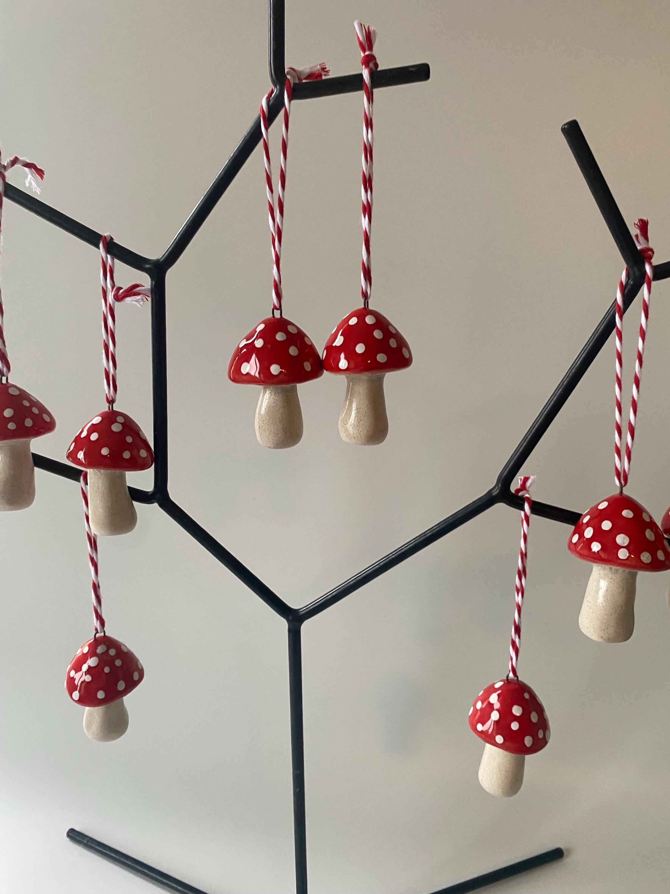 Handmade Ceramic Mushroom Ornament: Christmas Tree Decoration
