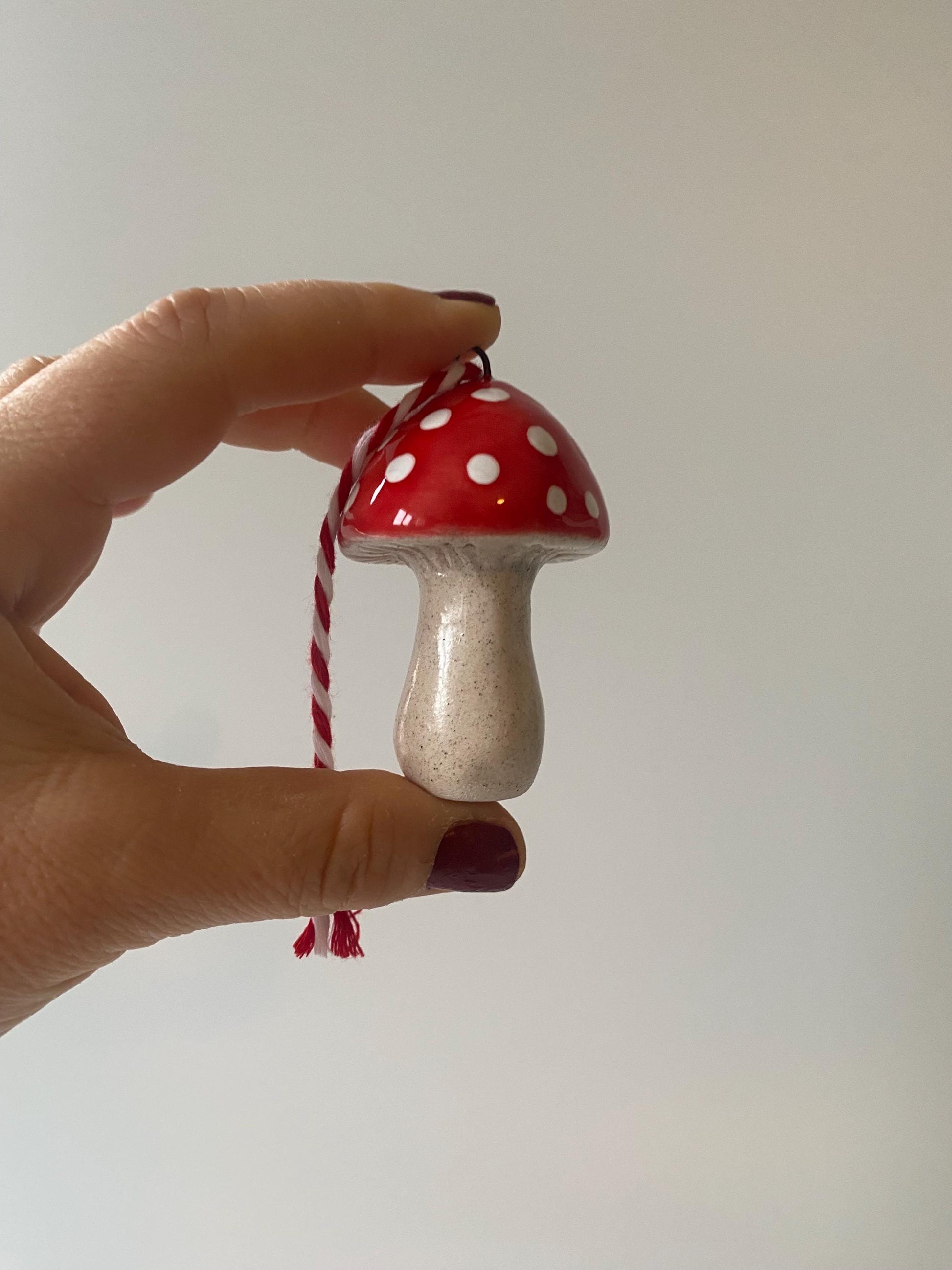 Handmade Ceramic Mushroom Ornament: Christmas Tree Decoration-7