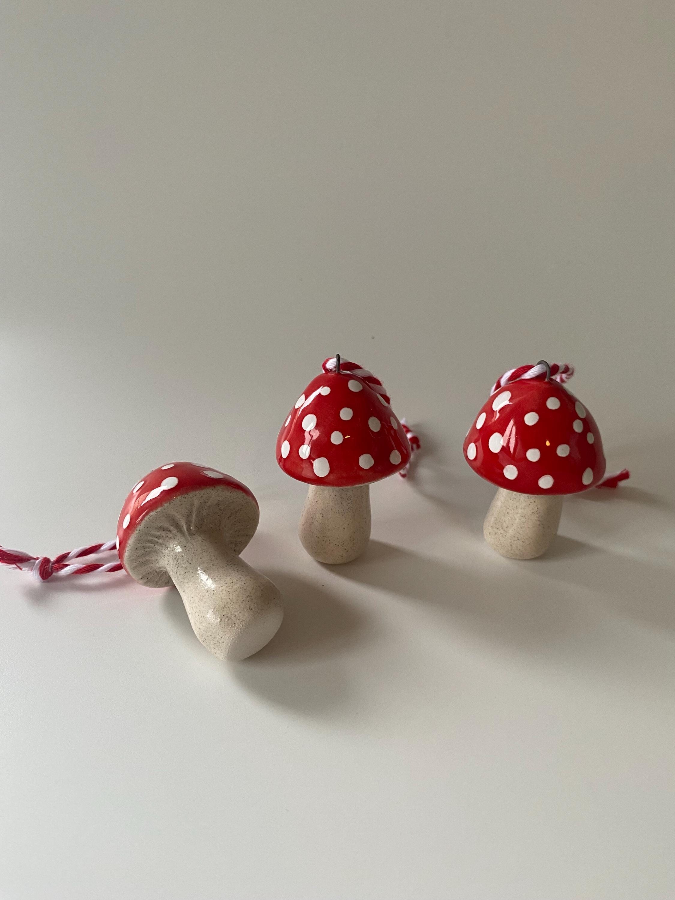 Handmade Ceramic Mushroom Ornament: Christmas Tree Decoration-zoom-8