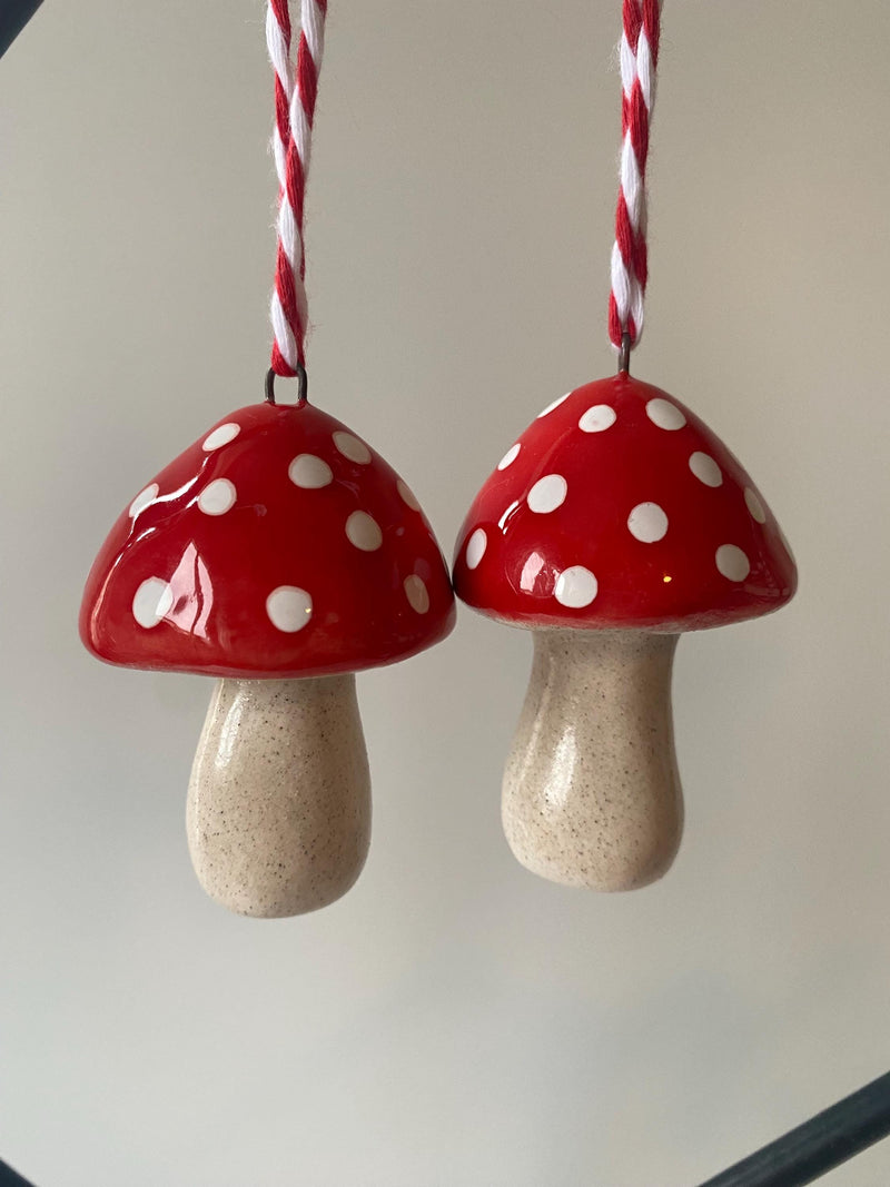 Handmade Ceramic Mushroom Christmas Ornament: Toadstool Decoration-zoom-