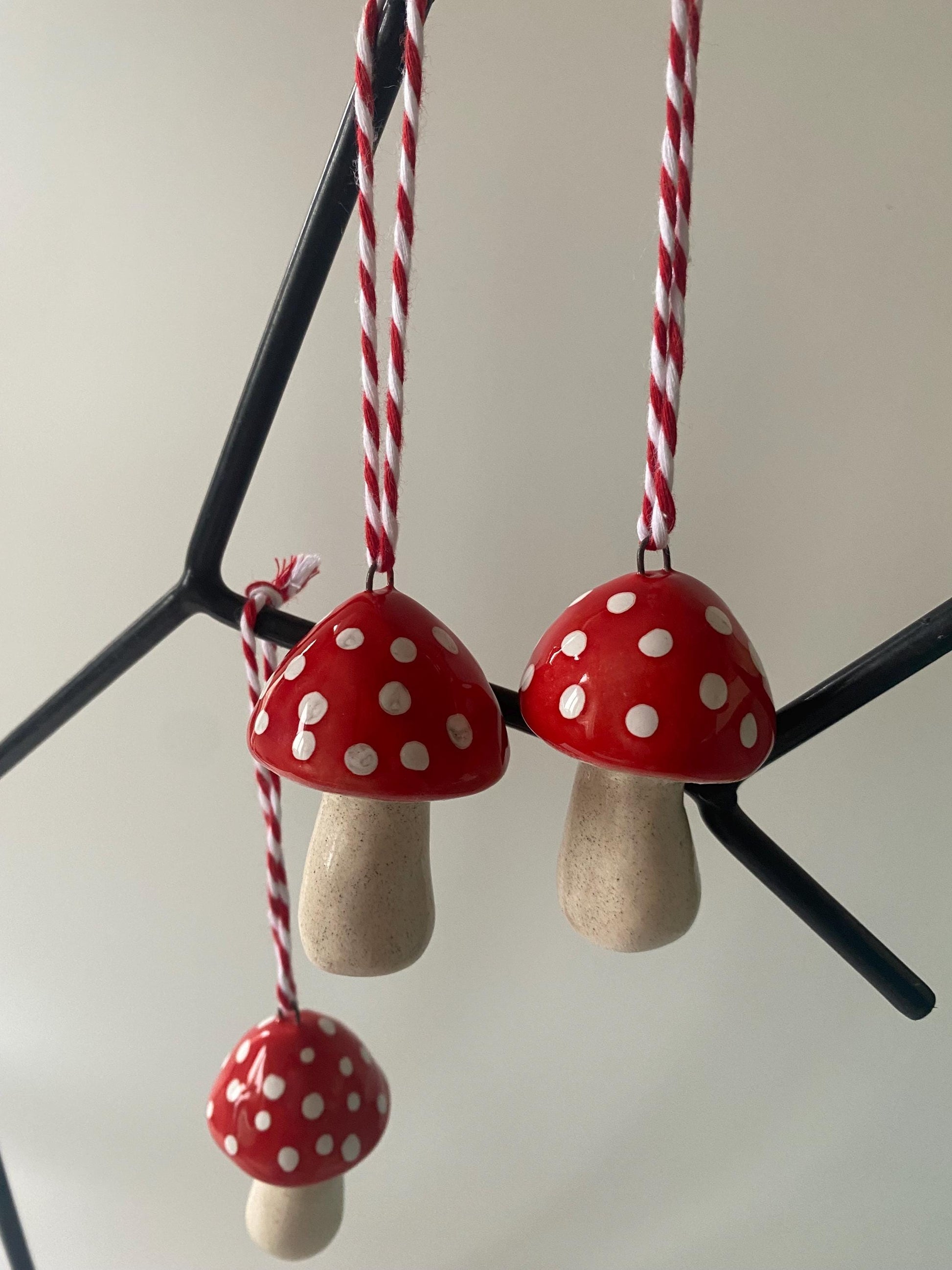 Handmade Ceramic Mushroom Ornament: Christmas Tree Decoration-4