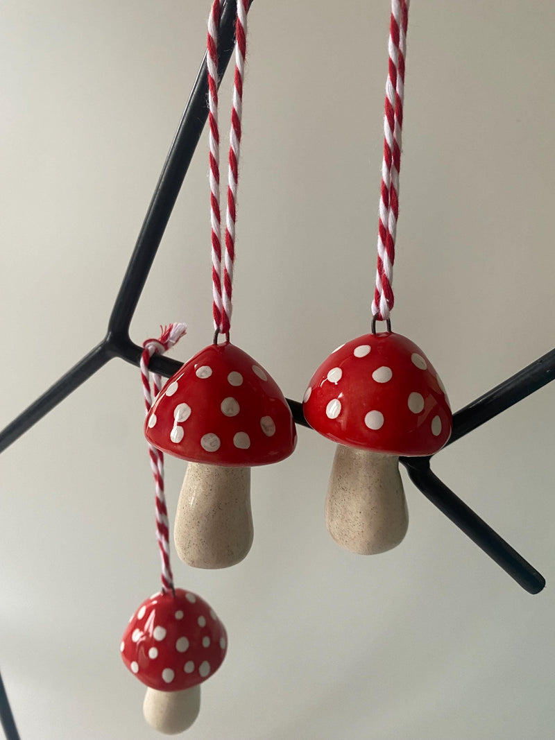 Handmade Ceramic Mushroom Ornament: Christmas Tree Decoration-zoom-