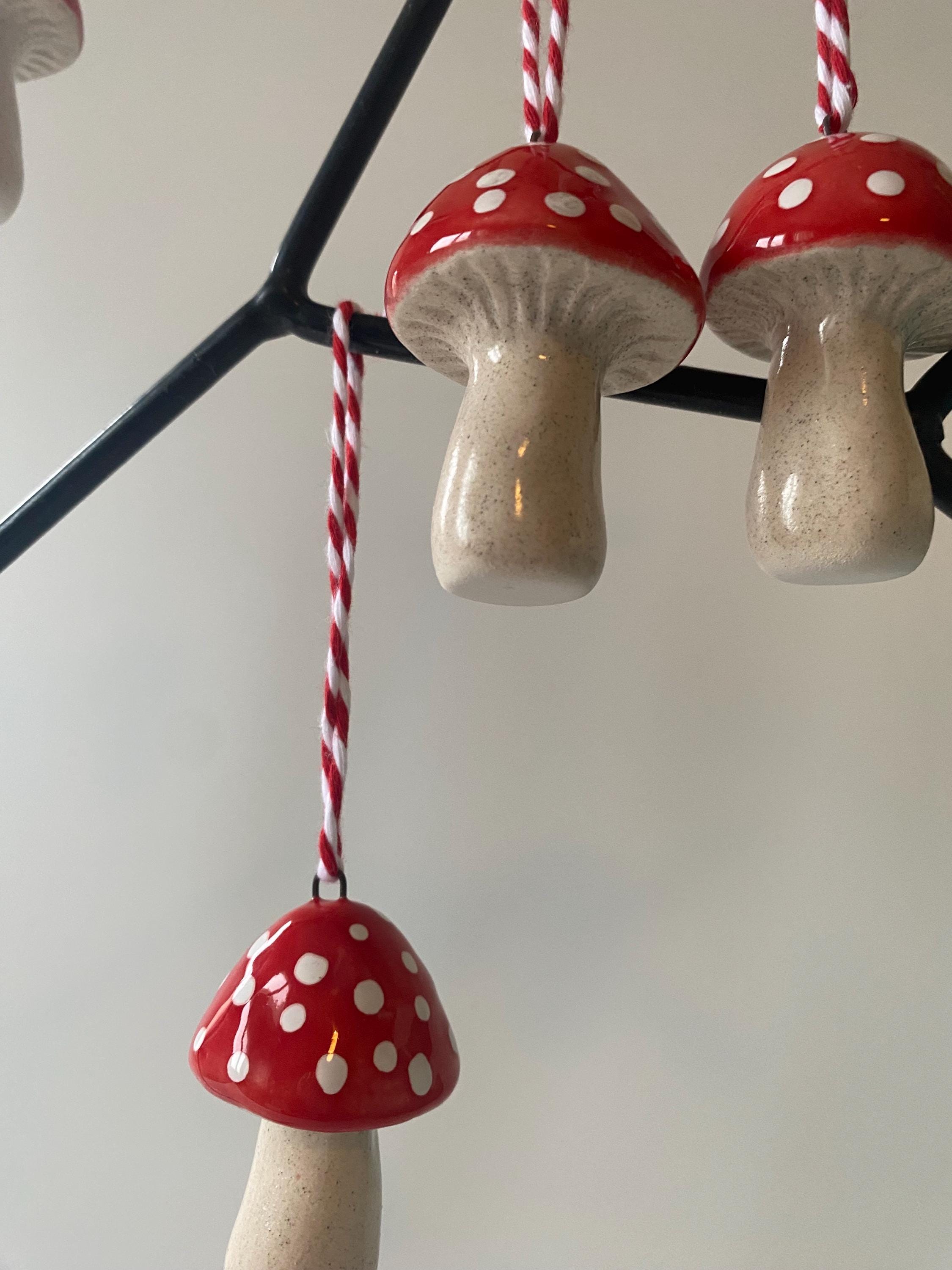 Handmade Ceramic Mushroom Ornament: Christmas Tree Decoration-zoom-6