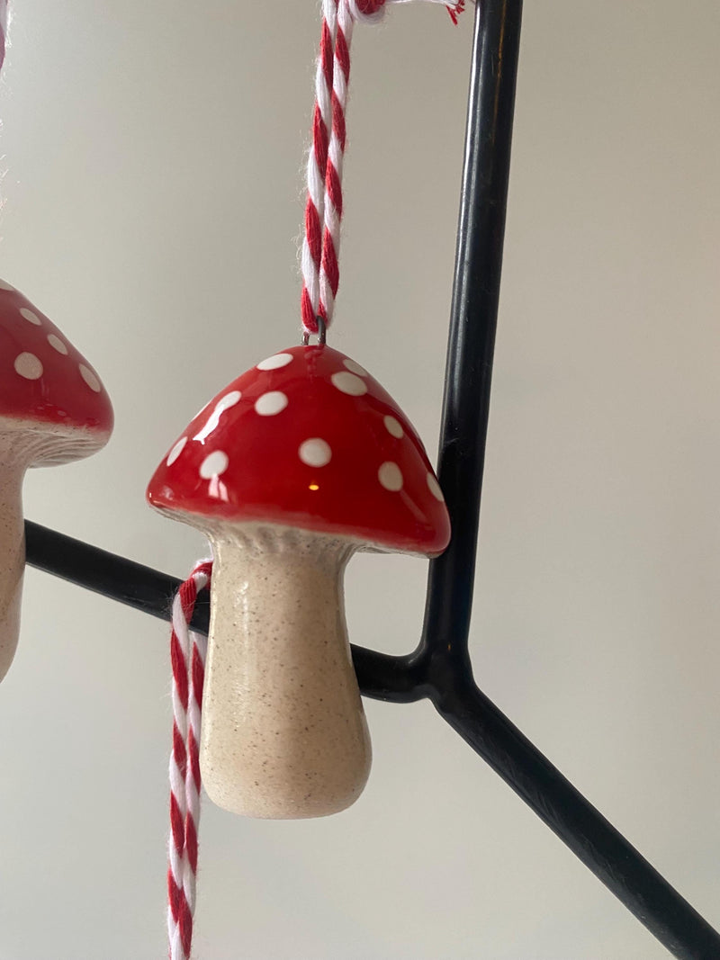 Handmade Ceramic Mushroom Ornament: Christmas Tree Decoration-zoom-