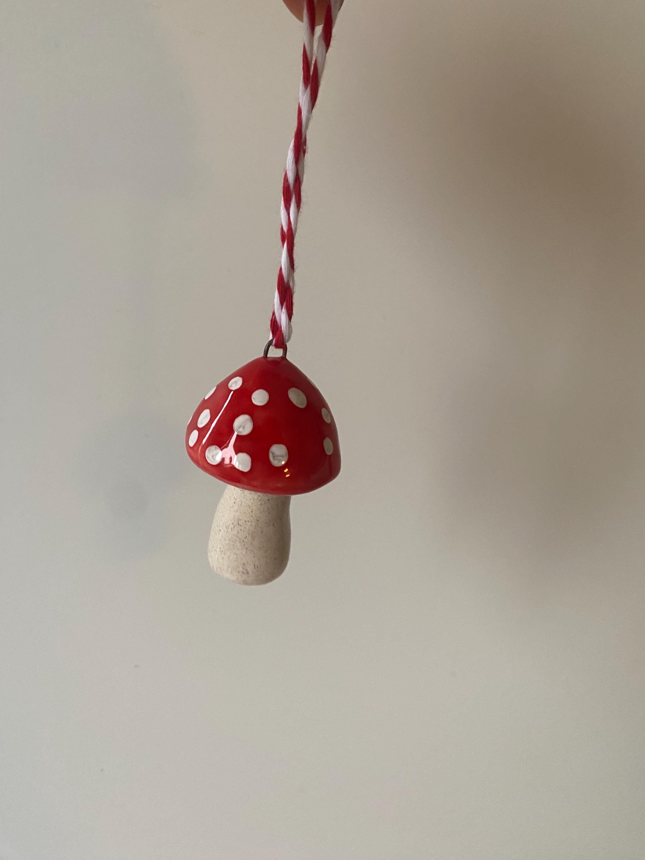 Handmade Ceramic Mushroom Christmas Ornament: Toadstool Decoration-zoom-7