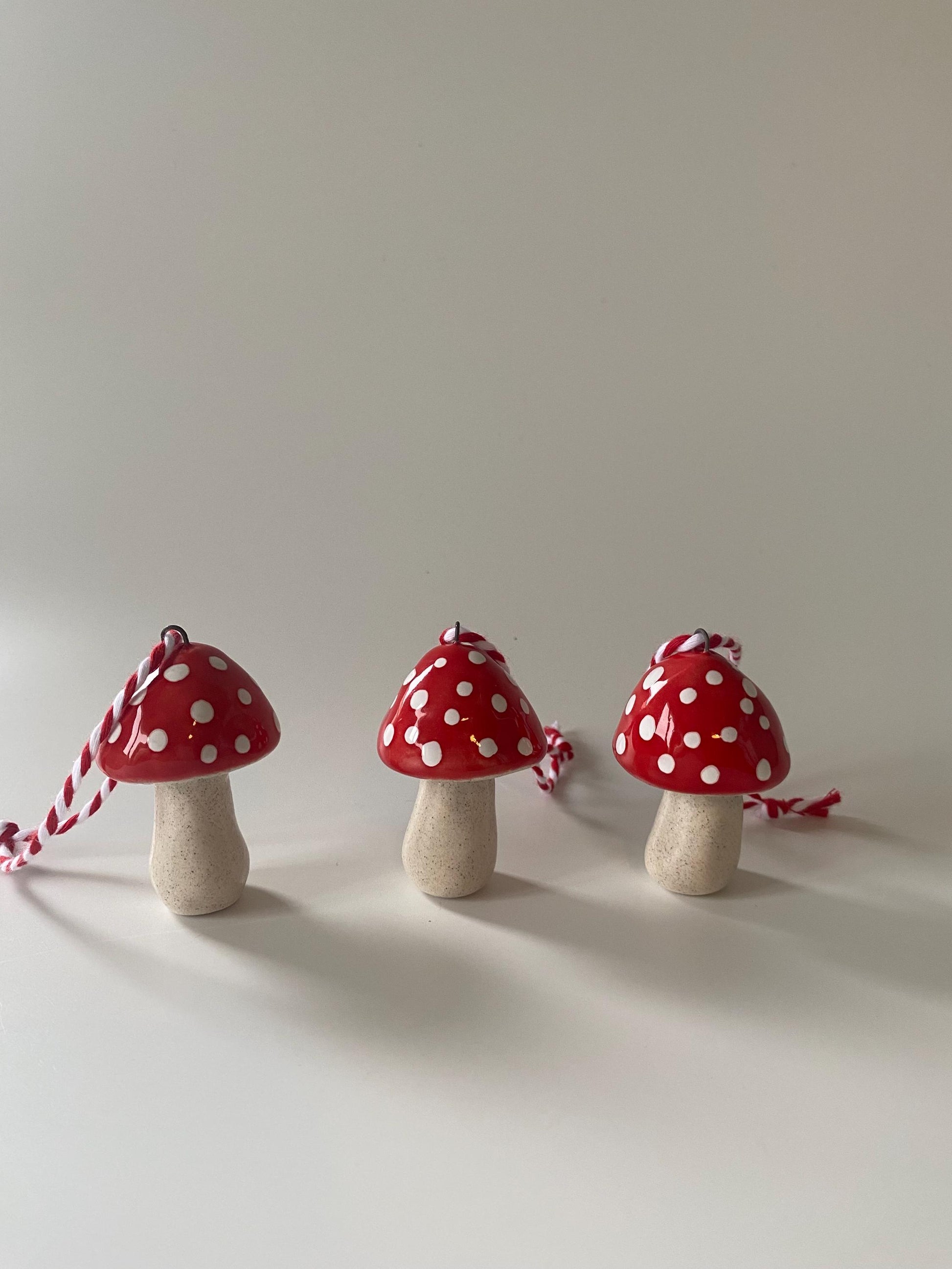 Handmade Ceramic Mushroom Christmas Ornament: Toadstool Decoration-8