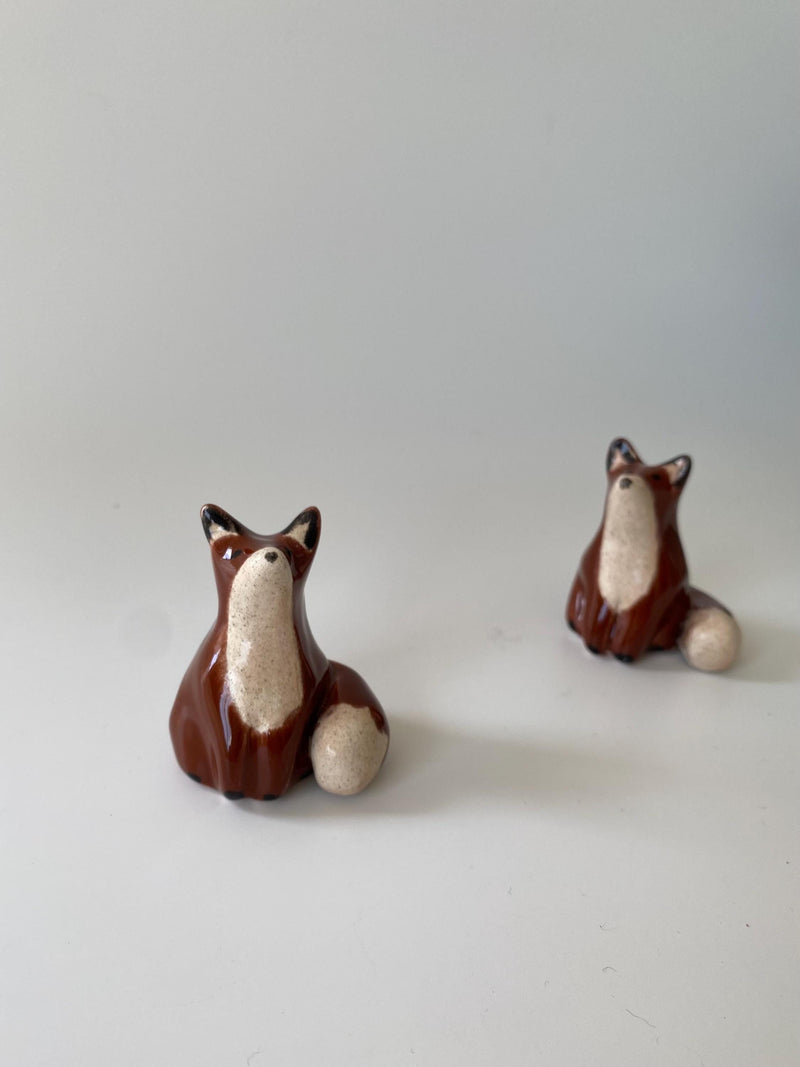 Handmade Ceramic Fox Figurine, Unique Miniature Sculpture-zoom-