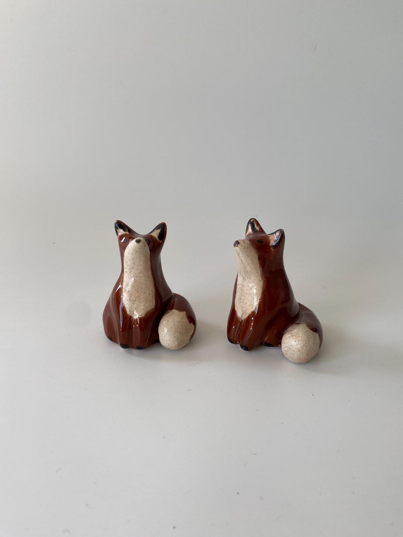 Handmade Ceramic Fox Figurine, Unique Miniature Sculpture-zoom-