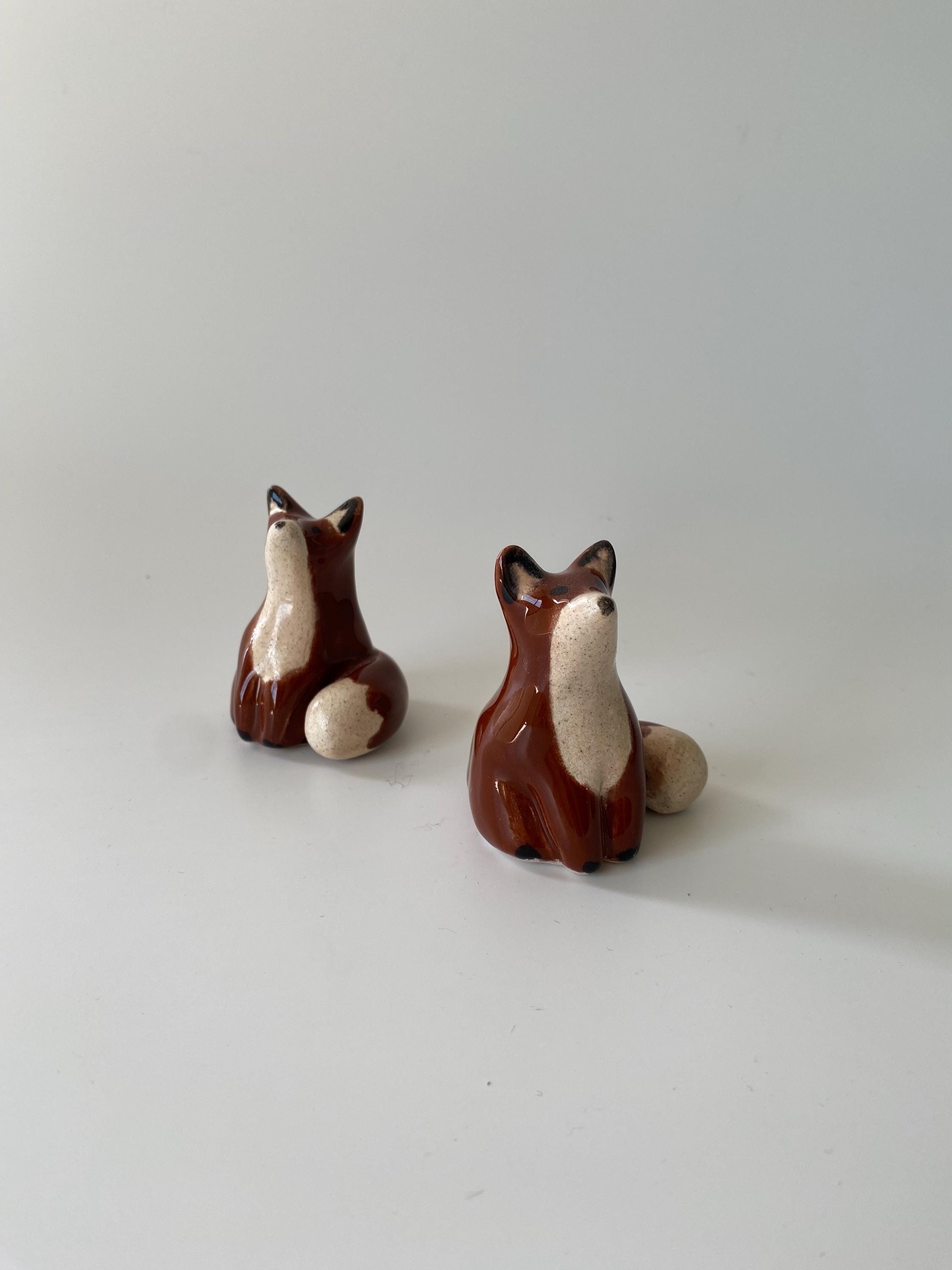 Handmade Ceramic Fox Figurine, Unique Miniature Sculpture-zoom-5