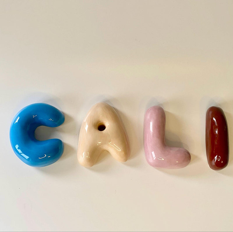 Ceramic Bubble Letters-Personalized Ceramic Letter- Handmade Wall Decor-zoom-