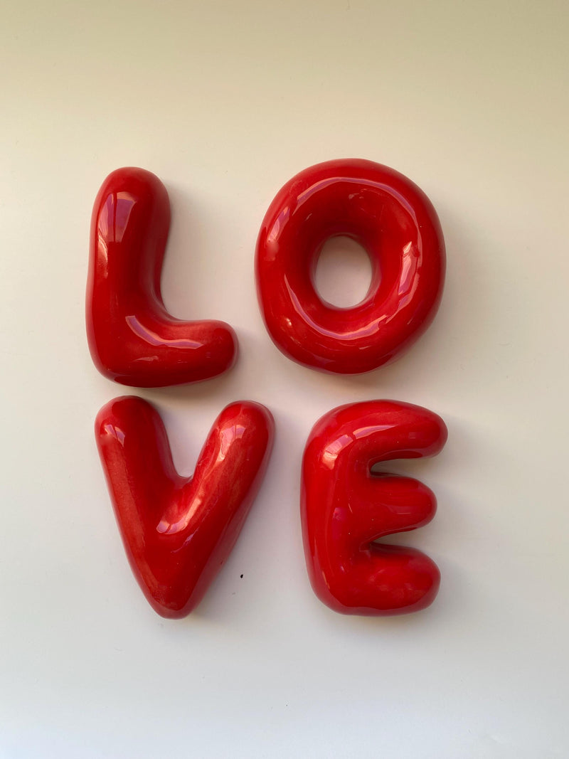 Handmade Ceramic Bubble Letter: Custom Wall Decor-zoom-