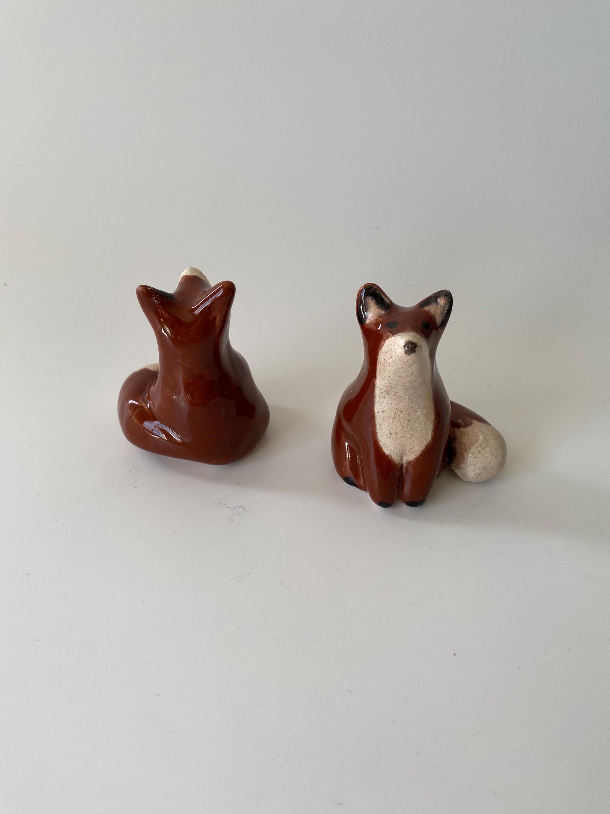 Handmade Ceramic Fox Figurine, Unique Miniature Sculpture-1