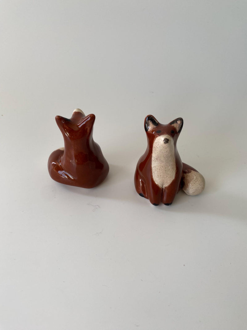 Handmade Ceramic Fox Figurine, Unique Miniature Sculpture-zoom-