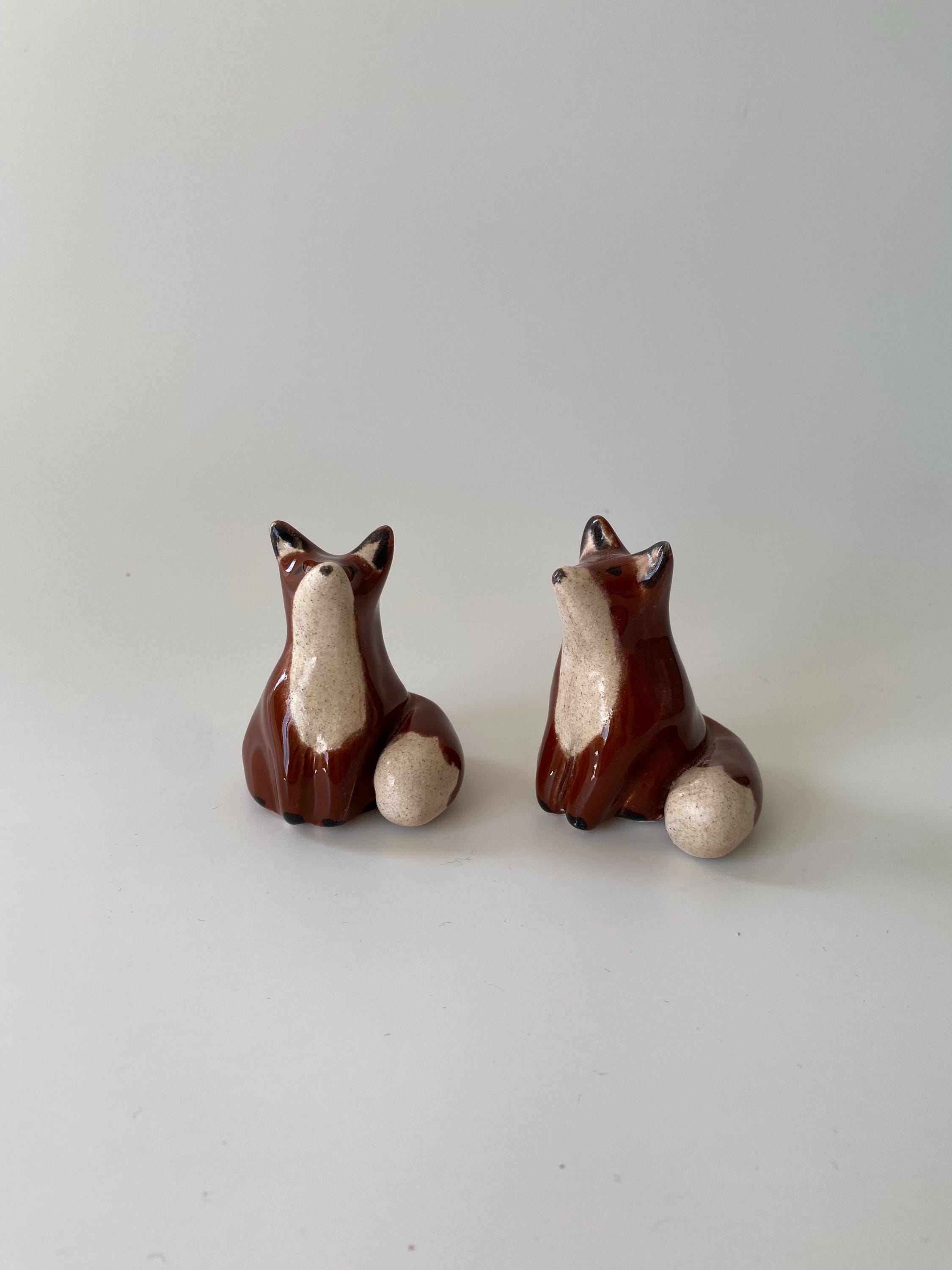 Handmade Ceramic Fox Figurine, Unique Miniature Sculpture-zoom-7