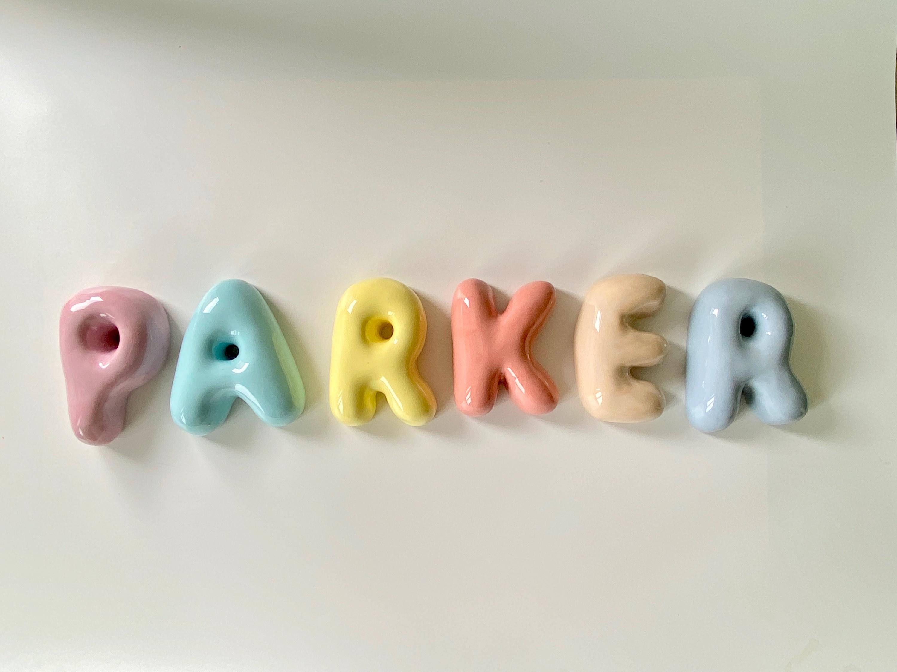Ceramic Bubble Letters-Personalized Ceramic Letter: Colorful Handmade Wall Decor-zoom-12