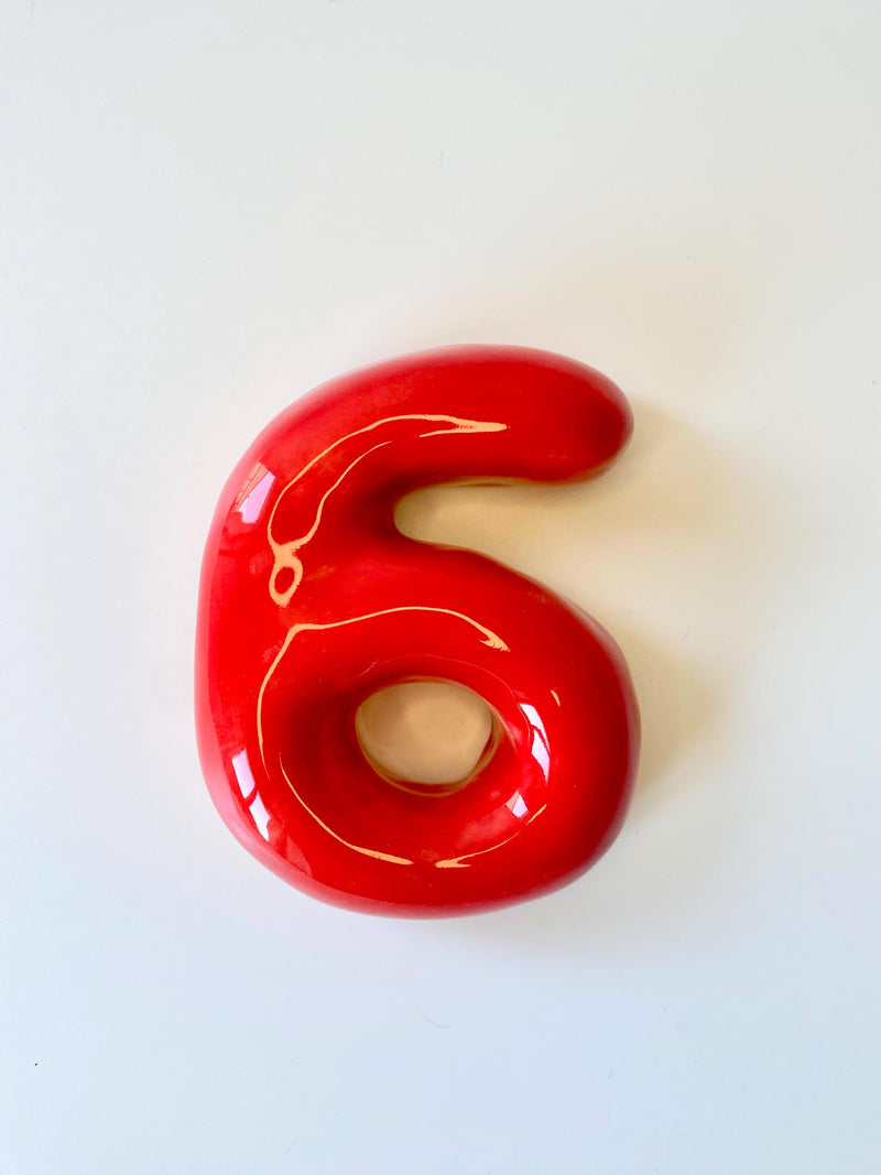 Handmade Ceramic Bubble Number: Colorful Stoneware Clay Wall Decor-zoom-