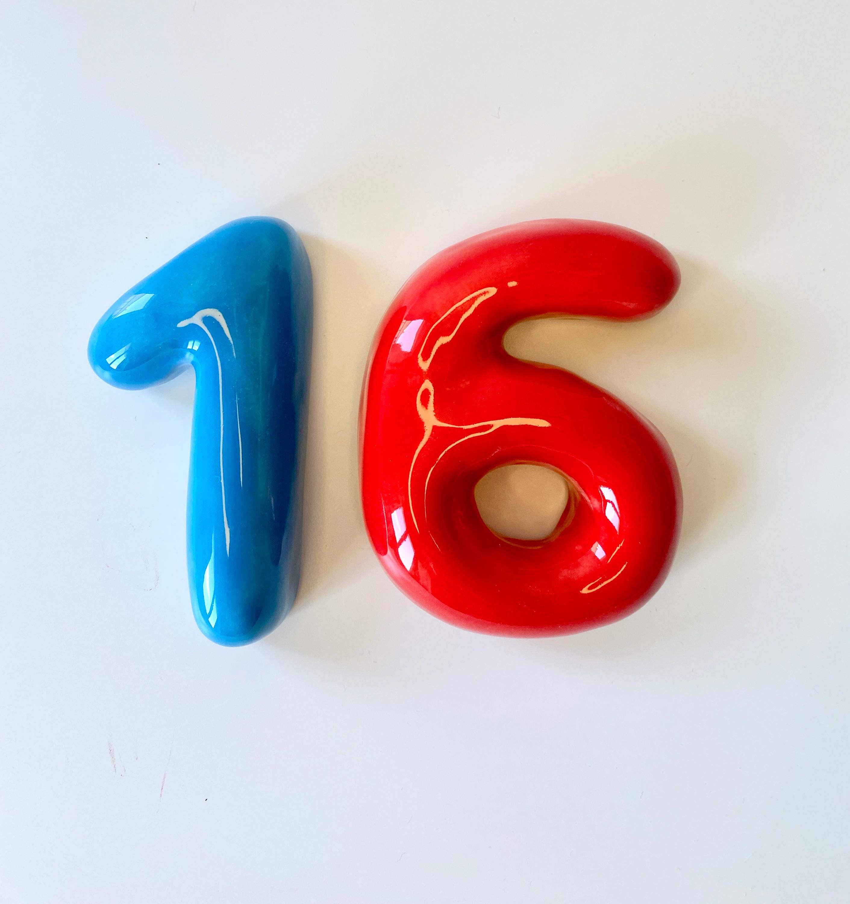 Handmade Ceramic Bubble Number: Colorful Wall Decor, Custom Order