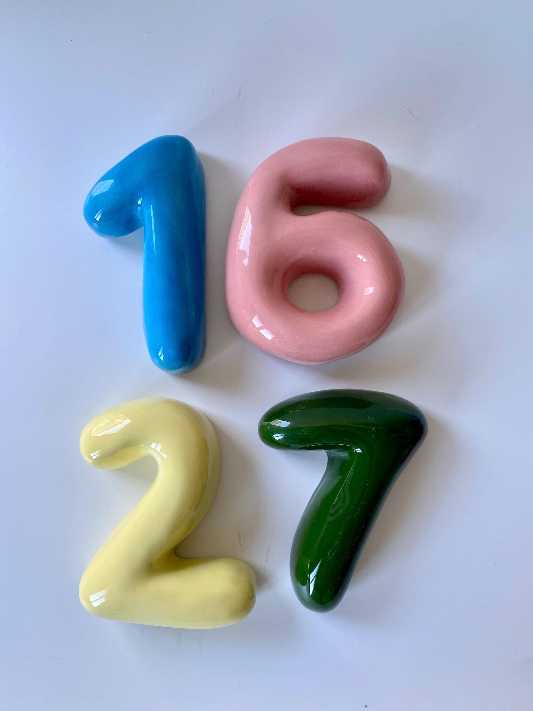 Handmade Ceramic Bubble Number: Colorful Stoneware Clay Wall Decor-zoom-4