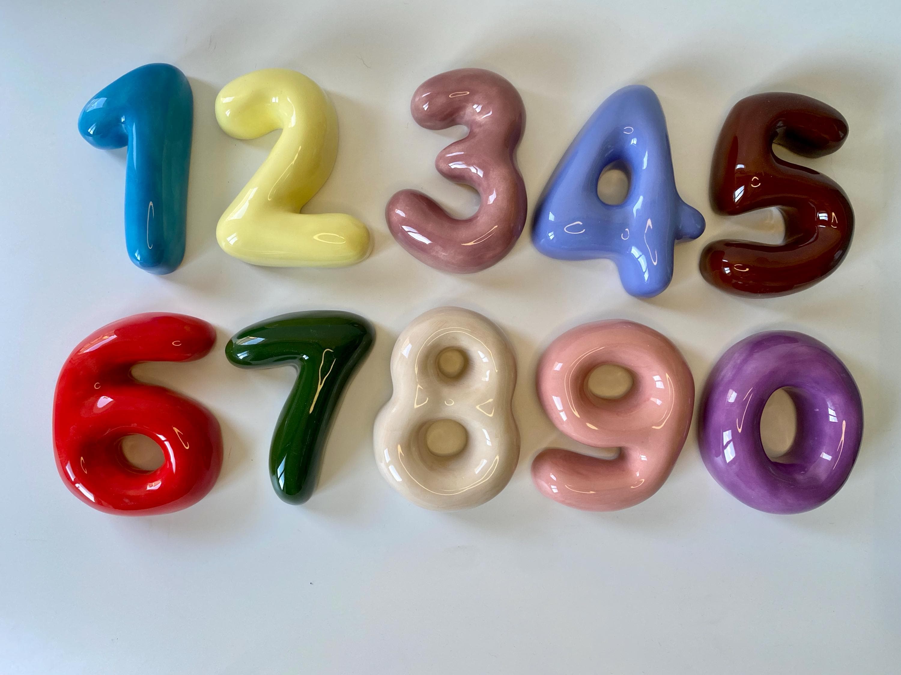 Handmade Ceramic Bubble Number: Colorful Stoneware Clay Wall Decor