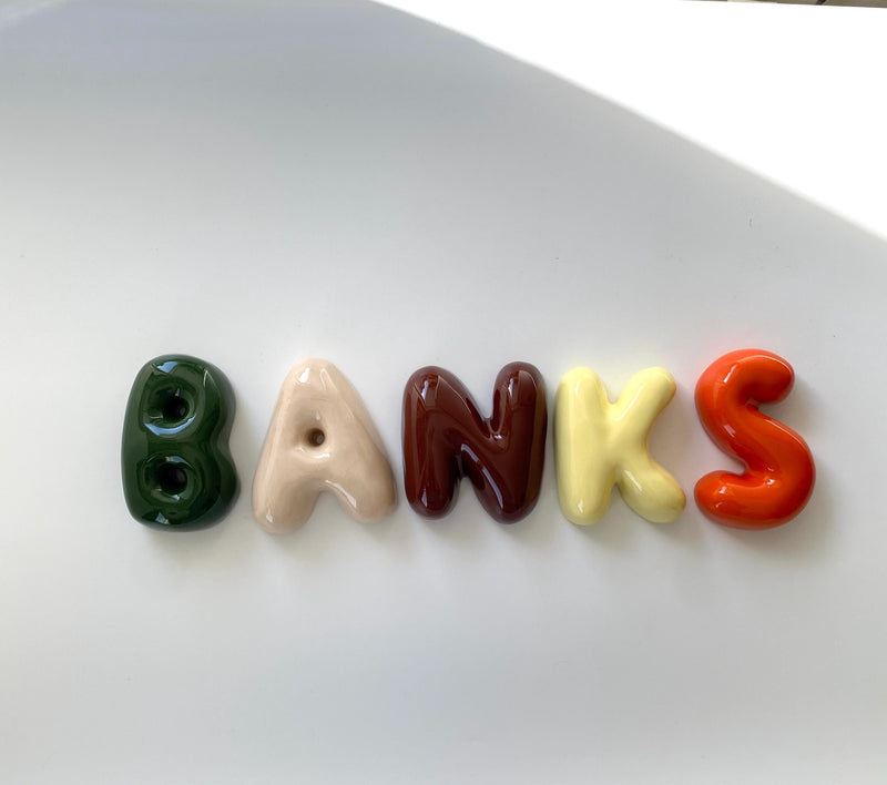 Handmade Ceramic Bubble Letter: Personalized Wall Decor-zoom-