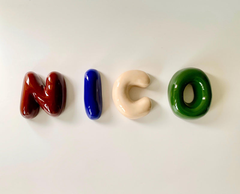 Ceramic Bubble Letters-Personalized Ceramic Letter- Handmade Wall Decor-zoom-