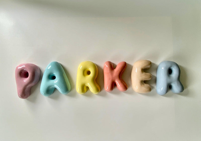 Handmade Ceramic Bubble Letter: Custom Wall Decor-zoom-