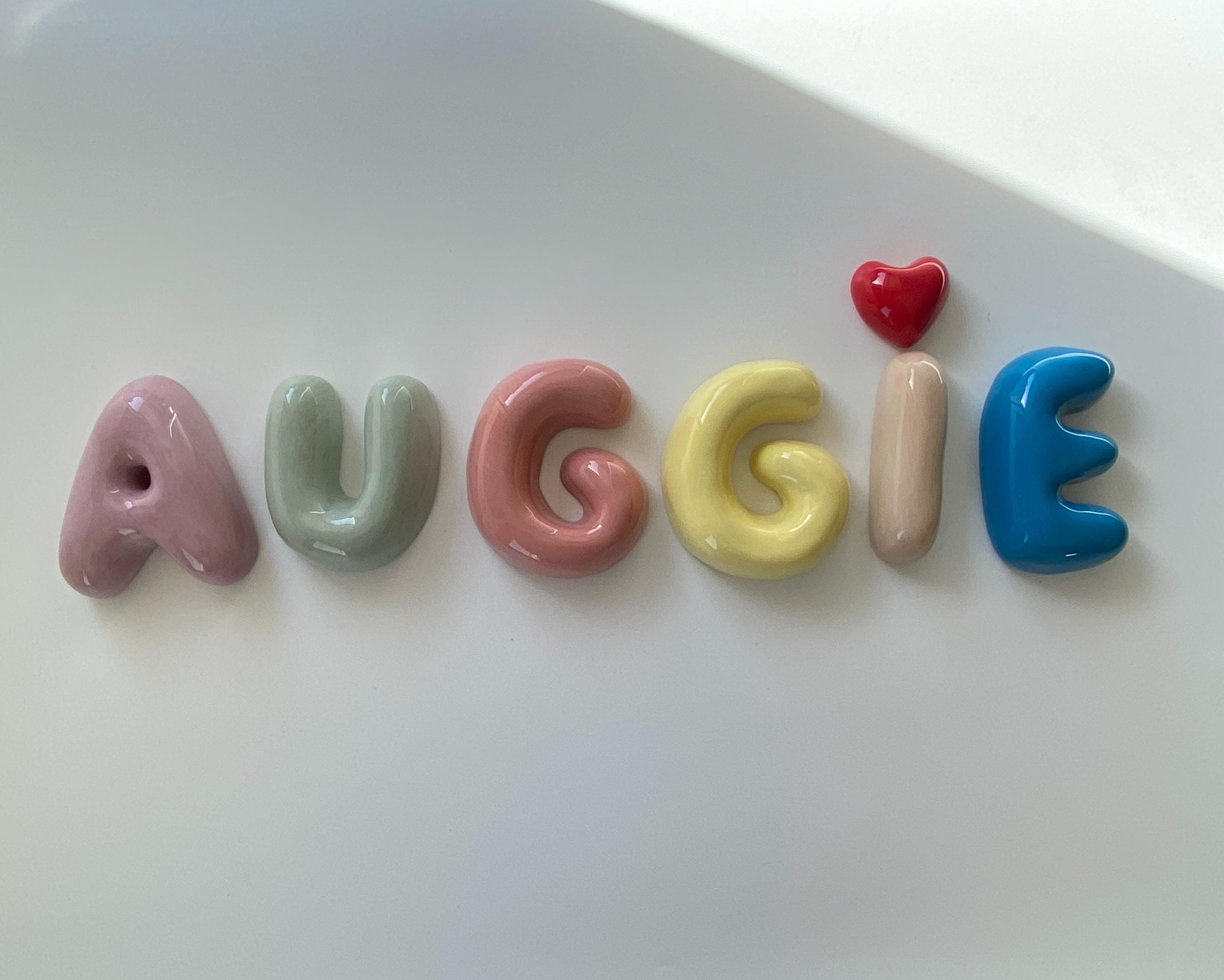 Ceramic Bubble Letters-Personalized Ceramic Letter: Colorful Handmade Alphabet, Wall Decor-zoom-1