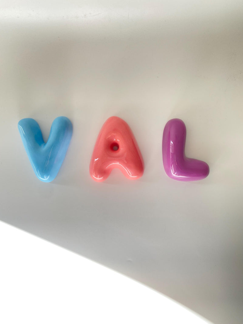 Handmade Ceramic Bubble Letter: Personalized Wall Decor-zoom-