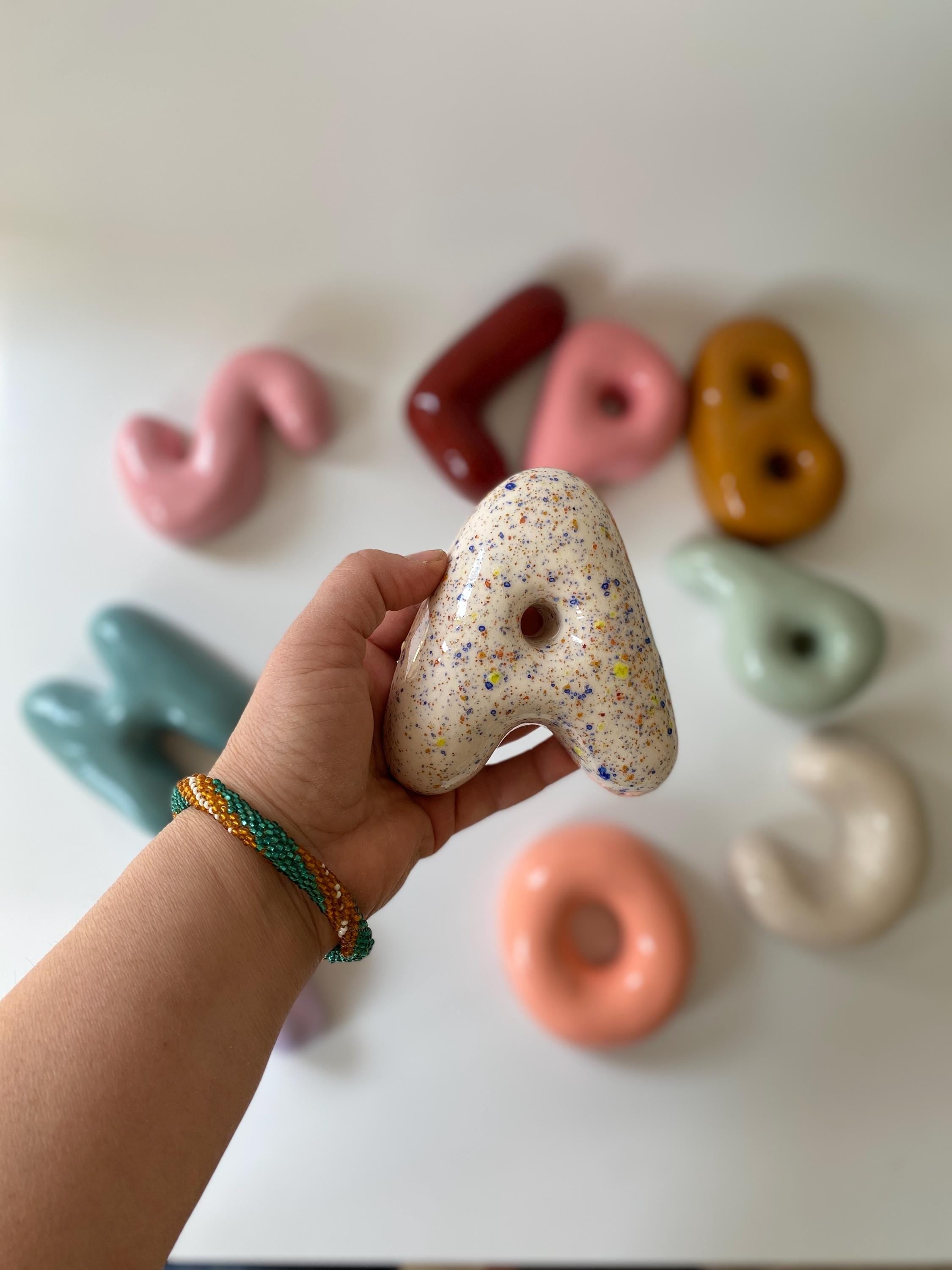Ceramic Bubble Letters-Ceramic Bubble Letter: Colorful Handmade Alphabet, Wall Decor