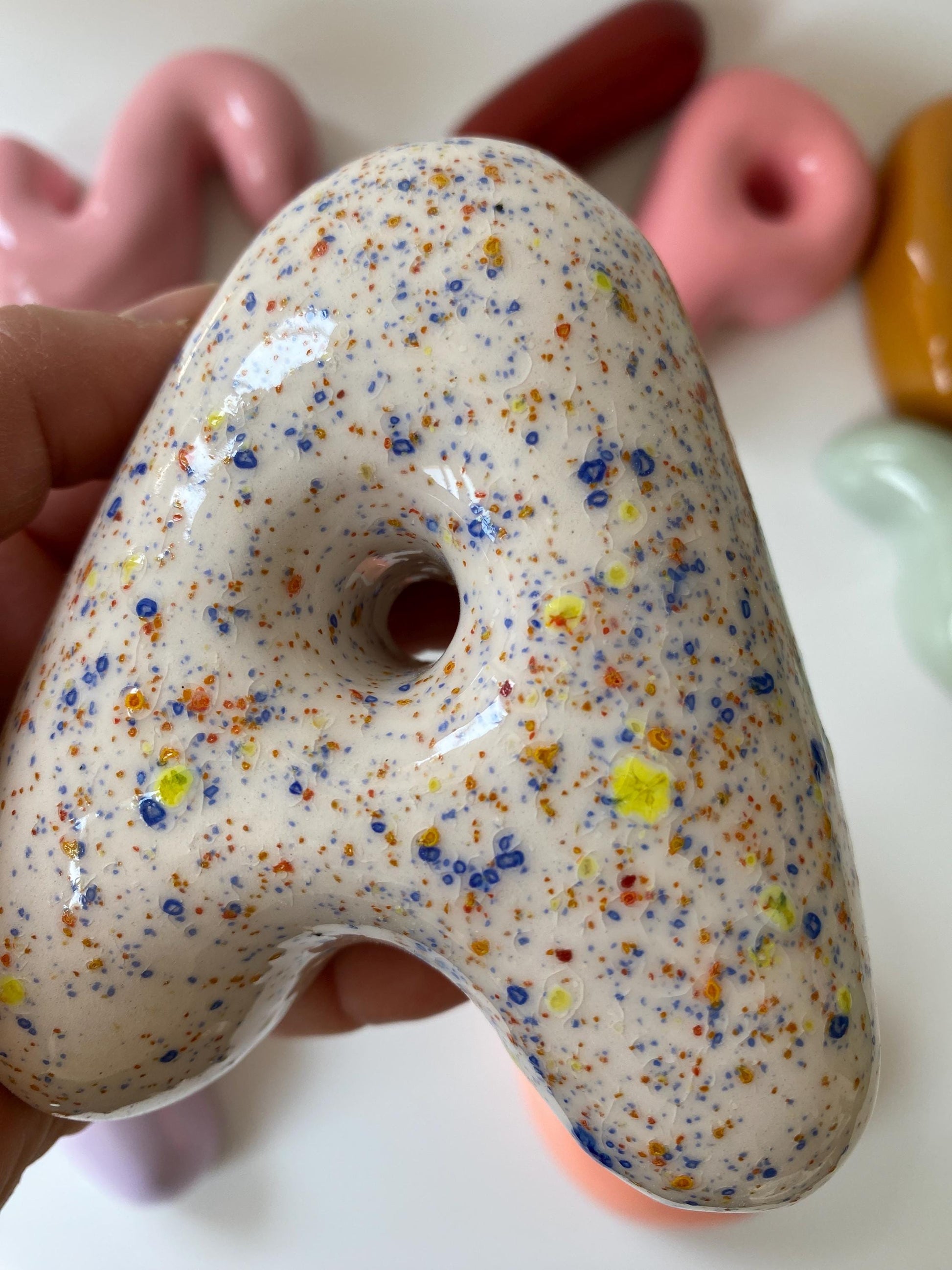 Ceramic Bubble Letters-Ceramic Bubble Letter: Colorful Handmade Alphabet, Wall Decor-2