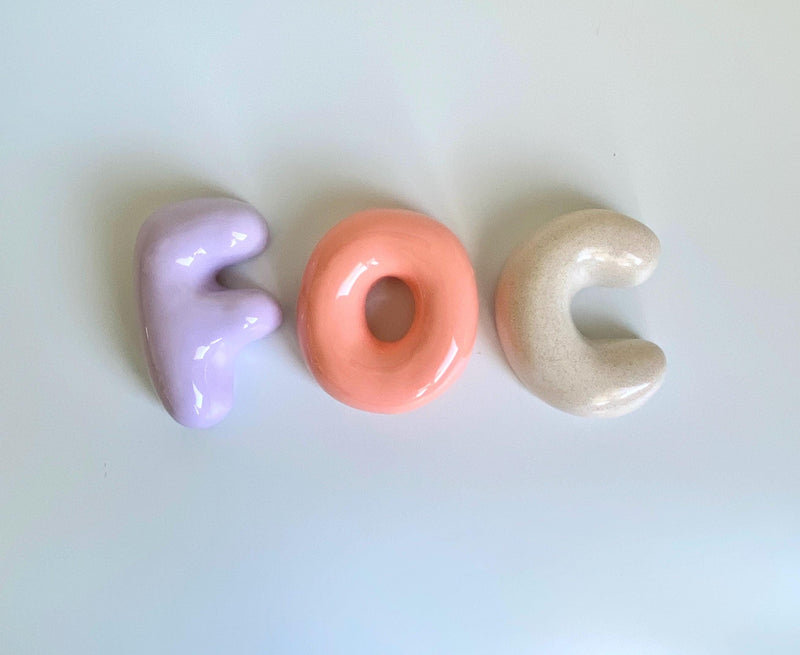 Ceramic Bubble Letters-Ceramic Bubble Letter: Colorful Handmade Alphabet, Wall Decor-zoom-