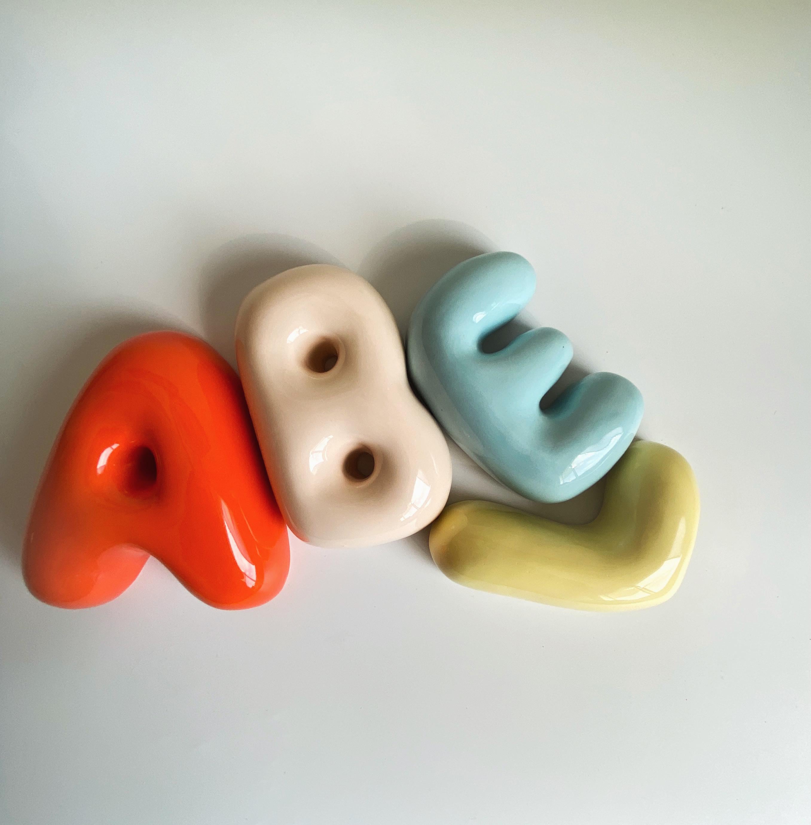 Ceramic Bubble Letters-Personalized Ceramic Letter- Handmade Wall Decor-zoom-1