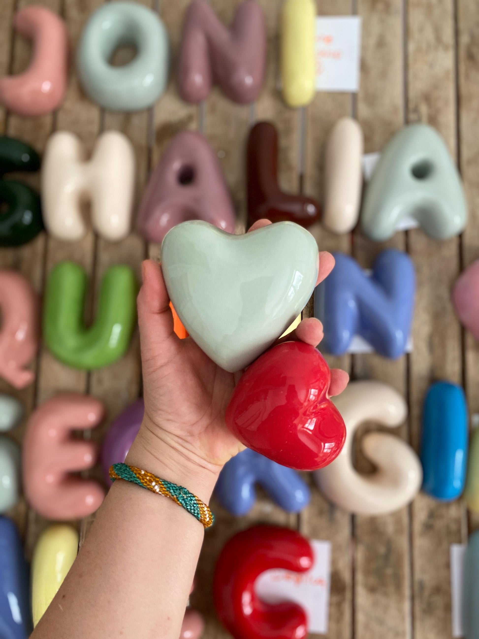 Handmade Ceramic Bubble Heart Decor – Custom Color Playful Shelf Accent-3