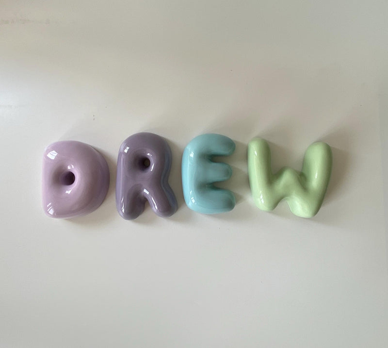 Handmade Ceramic Bubble Letter: Custom Wall Decor-zoom-