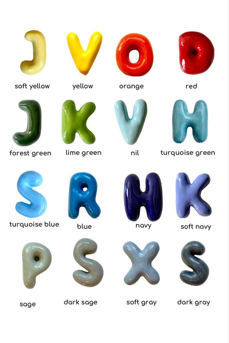 Handmade Ceramic Bubble Letter: Custom Wall Decor-zoom-