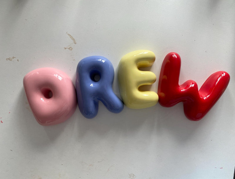 Ceramic Bubble Letters-Personalized Ceramic Letter: Colorful Handmade Wall Decor-zoom-