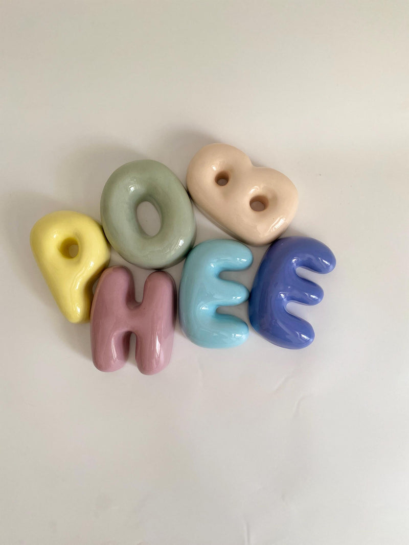 Handmade Ceramic Letter: Nursery Wall Decor, Custom Name Sign-zoom-