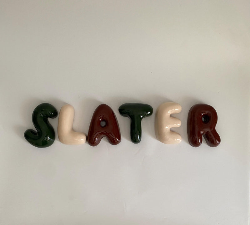 Handmade Ceramic Bubble Letter: Personalized Wall Decor-zoom-